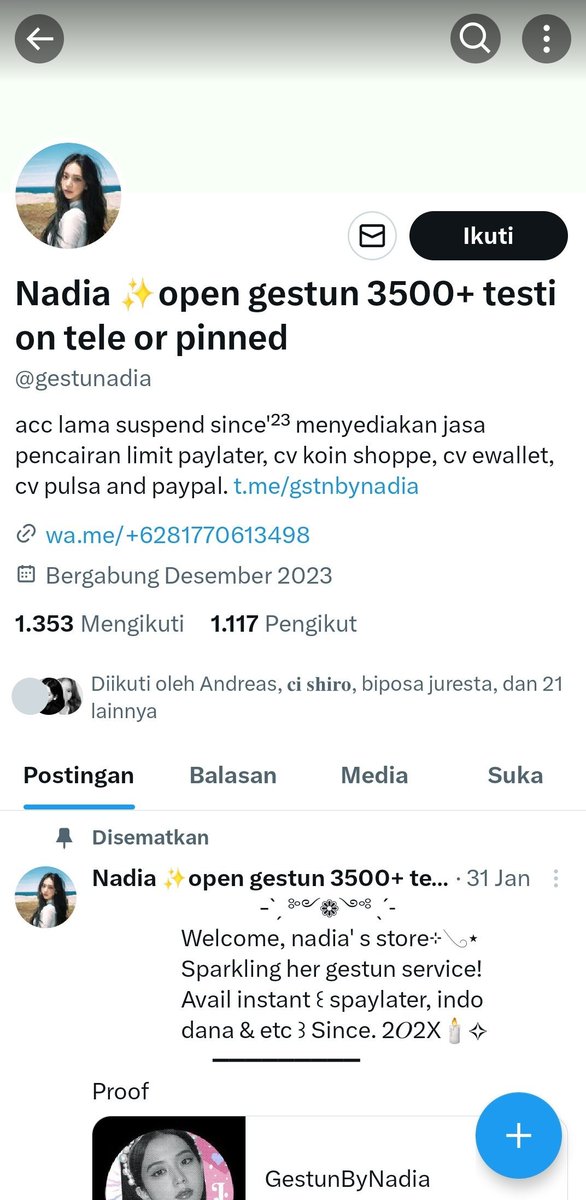 keezyh21's tweet image. Halo temen temen BA
Tadi ada yang DM aku 
Minta tolong di up.

Abis kena tipu gestun di nadiaa 
Nominal 750k kredivo via va shopee
 kode VA nya 404023475302
Jika ba gestun trusted punya kode va itu tolong DM ya 

Penipu gestun
@gestunadia
@gestunadia

081770613498

#zonauang