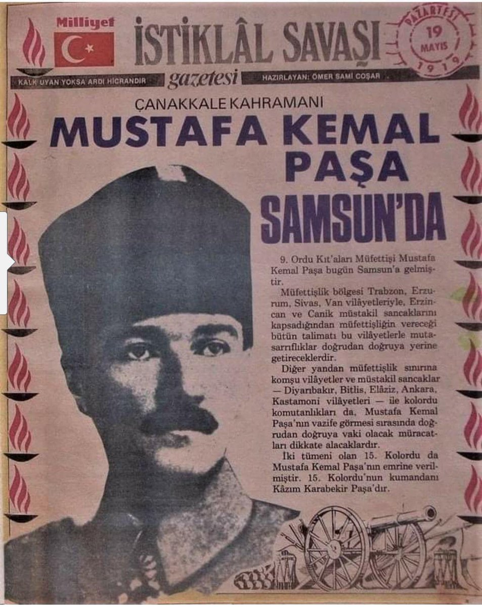 NUTUK

1919 yılı Mayısının 19’uncu günü Samsun’a çıktım. 

Ülkenin genel durumu ve görünüşü şöyledir:

Osmanlı Devleti’nin içinde bulunduğu grup, I. Dünya Savaşı’nda yenilmiş, Osmanlı ordusu her tarafta zedelenmiş, şartları ağır bir ateşkes anlaşması imzalanmış..