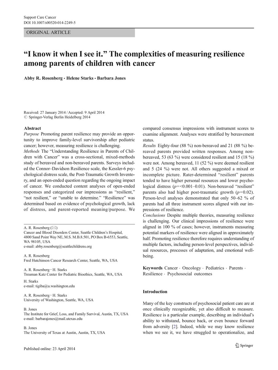 'i know it when i see it.' the complexities of measuring resilience among parents of children with cancer eurekamag.com/research/051/0…