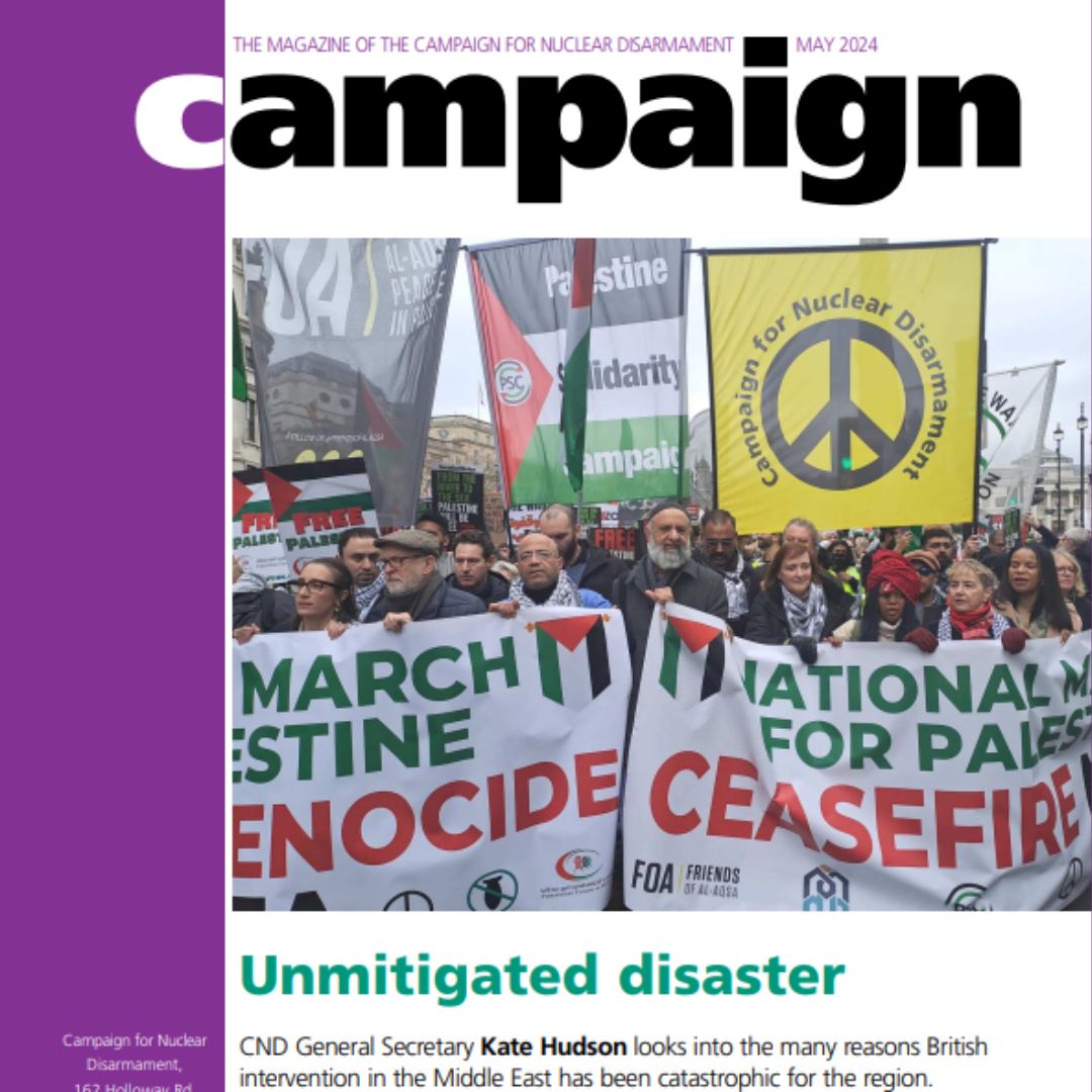 🐝The May edition of Campaign magazine is out now. In this edition: ☮️ @kate4peace2021 writes about the threat of nuclear escalation in the Middle East ☢️ @tunterrainer on CND's campaign against the return of US nuclear bombs to Britain Read: cnduk.org/resources/camp…