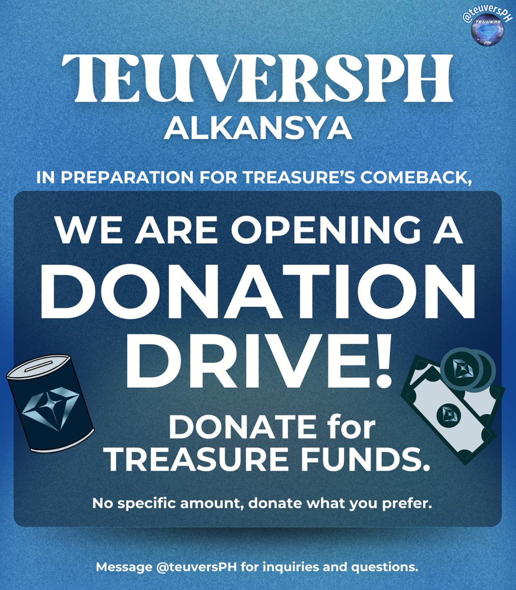 [COMEBACK DONATION DRIVE] — TEUVERSPH ALKANSYA 50% 📈 TREASURE MAKERS 📈 'Saan aabot ang bente pesos mo?' You know, Teumes are like sticks from a broomstick. When bound together, we become even stronger! That's why a 20-peso bill may seem like a small amount, but if we collect