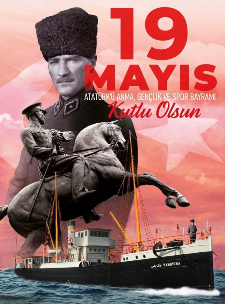 19 Mayıs Atatürk'ü Anma, Gençlik ve Spor Bayramı'nı kutluyor, Cumhuriyetimizin kurucusu Gazi Mustafa Kemal ATATÜRK başta olmak üzere aziz şehitlerimizi ve kahraman gazilerimizi saygı, sevgi ve rahmetle anıyoruz.
