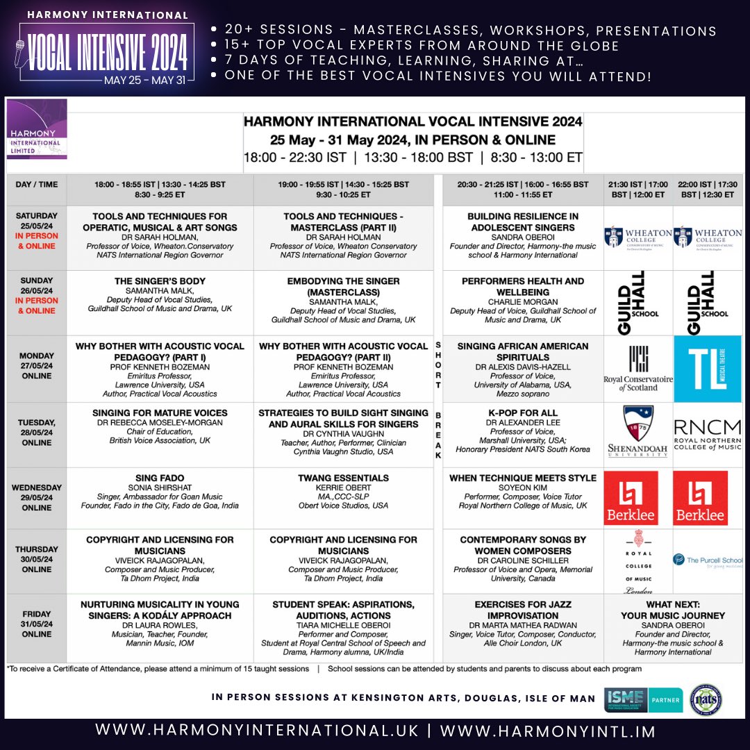 Singers, singing teachers, choristers, MD’s, anyone interested in singing and understanding how the voice works, this fantastic online vocal intensive is for YOU! 
Find out more and sign up here harmonyinternational.uk/harmony-intern…

#voice #vocalcoach #singing