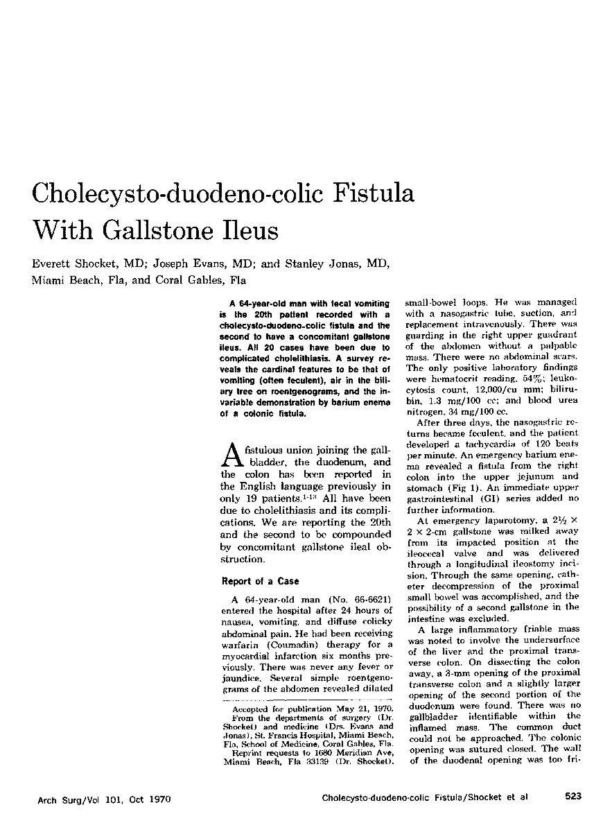 Cholecysto-duodeno-colic fistula with gallstone ileus eurekamag.com/research/042/5…