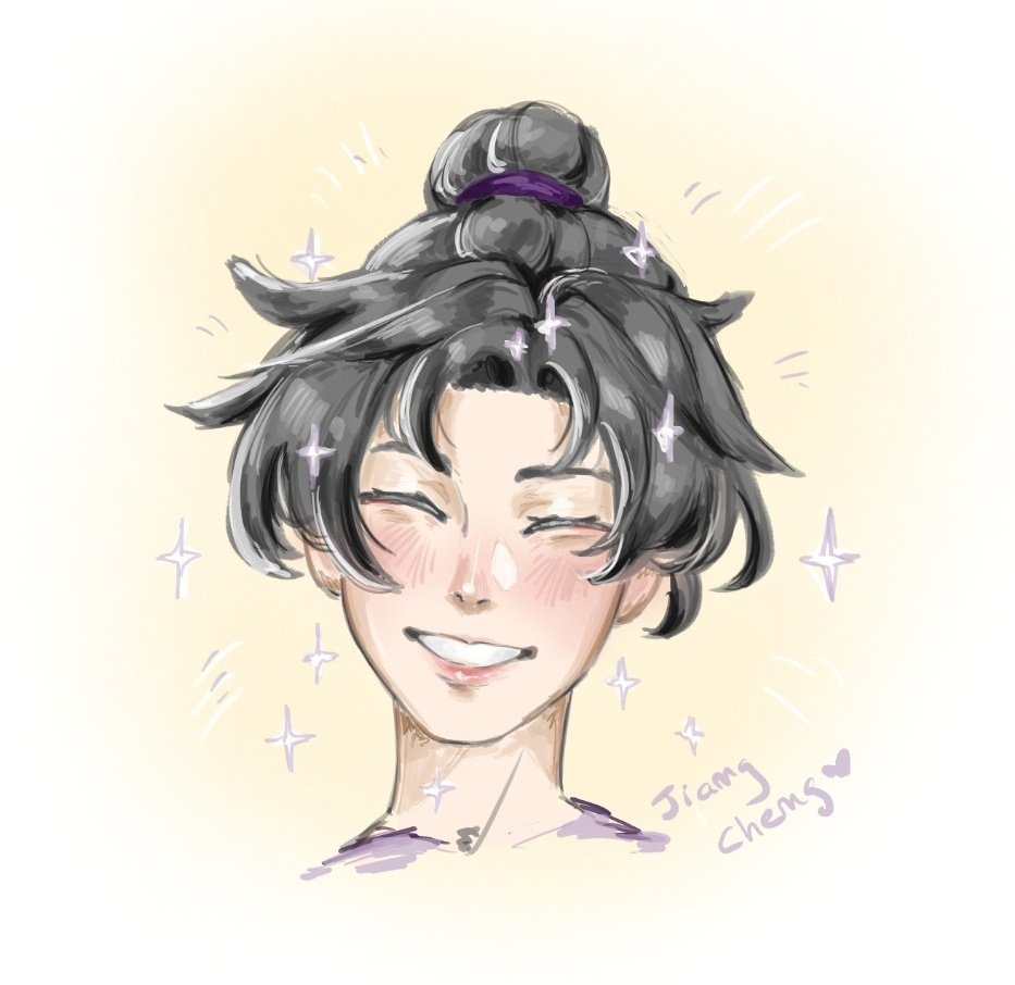 #jiangCheng 
  Guys Today is my birthday!!! That's why I decided to draw a happy Jiang Cheng just for us 🤭💜💜🌺