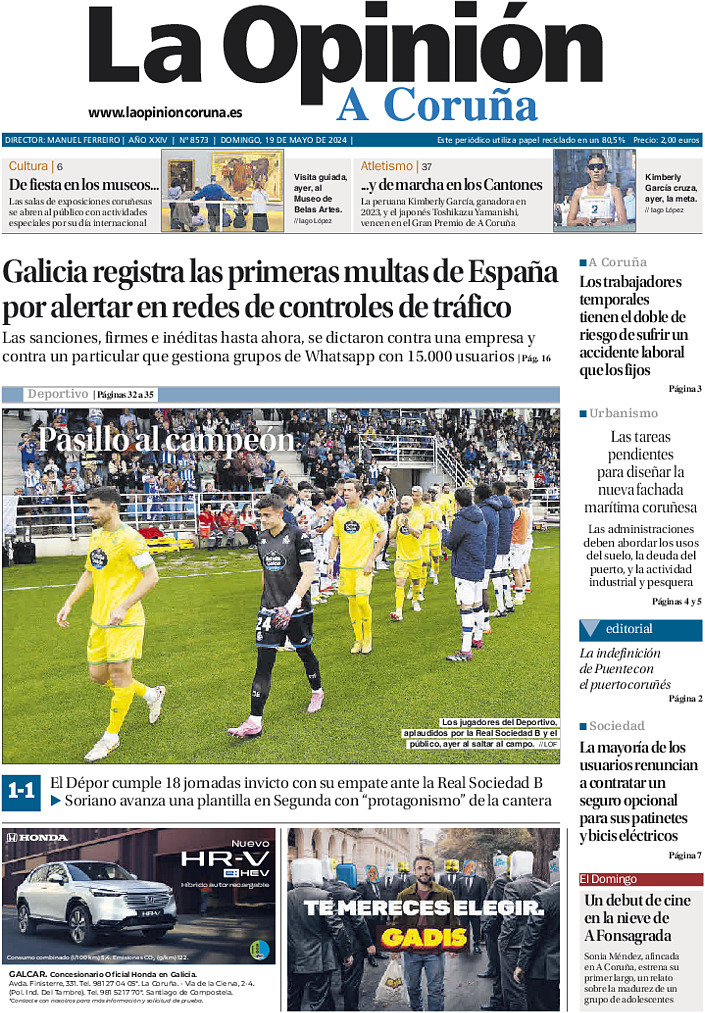 EN PORTADA 📰 🔹Primeras multas por alertar en redes de controles de tráfico 🔹Las 18 jornadas invicto del Deportivo con el empate ante la Real Sociedad B 🔹La fiesta de los museos Más titulares👇🏼 🌐 Noticias: w.laopinioncoruna.es/0mzzz 🗞Kiosko dixital w.laopinioncoruna.es/1ln37