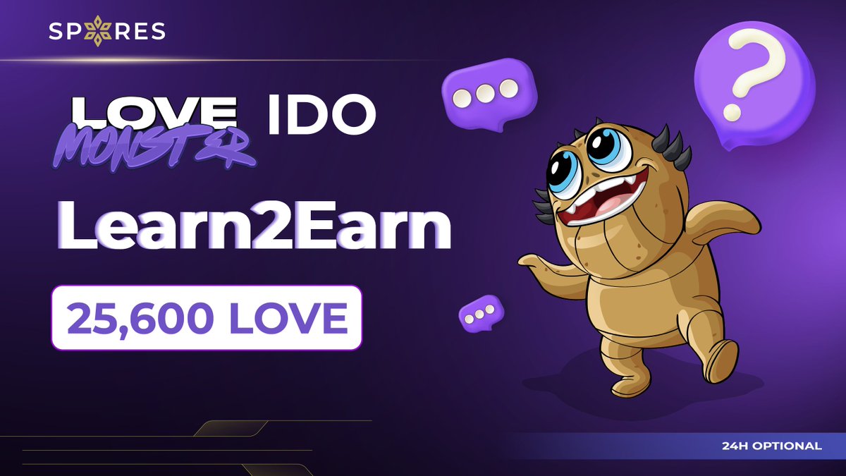 📢 @Spores_Network X @PlayLoveMonster LEARN2EARN EVENT Exciting news! We're thrilled to announce the collaboration between Spores & @PlayLoveMonster for our event: Learn2Earn ⚡️⚡️ ➡️ Answer questions and win great rewards: docs.google.com/forms/d/e/1FAI… 💰 Prize pool: 25,600 $LOVE for