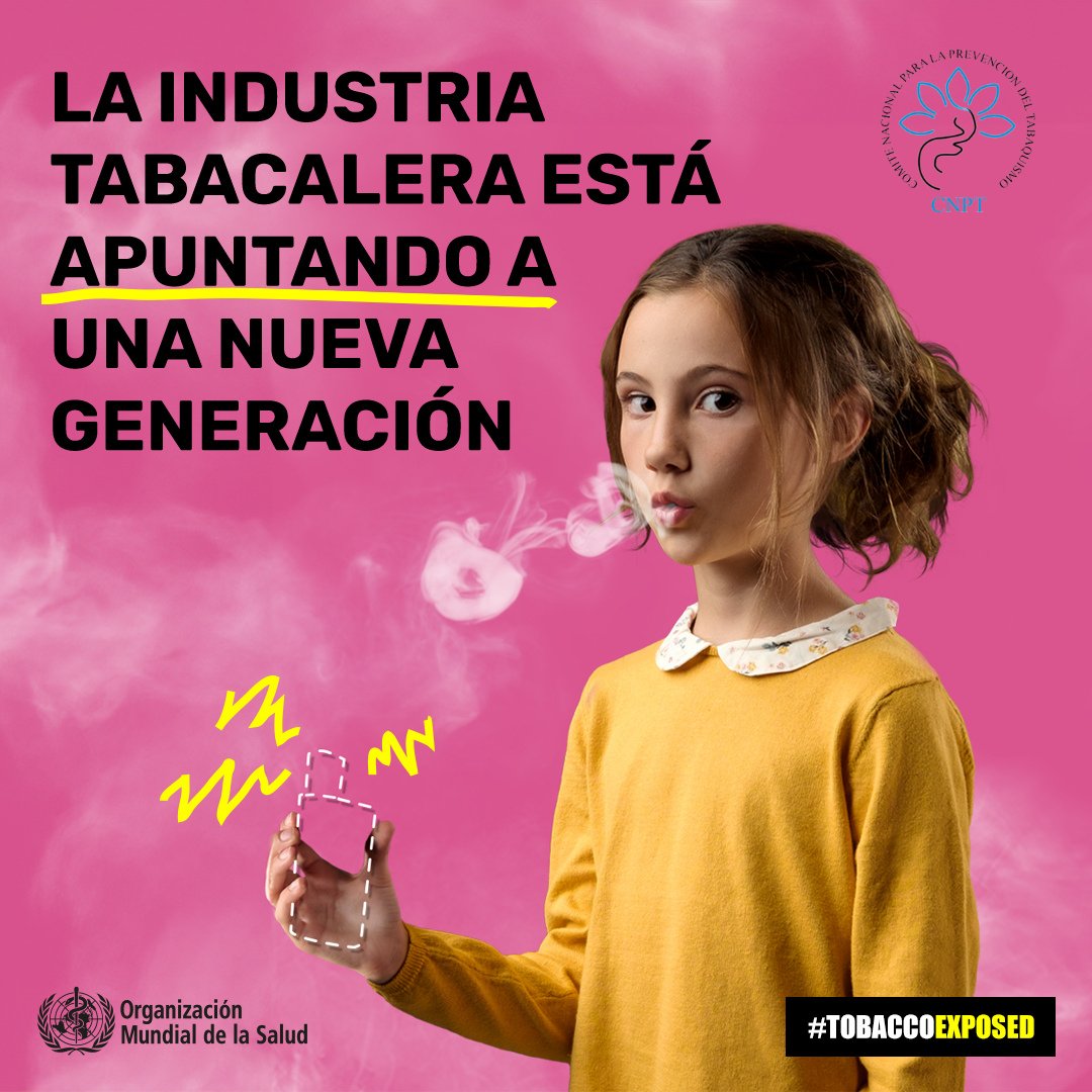 ⚠️ La industria del tabaco ha reorientado su negocio con la promoción de los cigarrillos electrónicos., buscando un público cada vez más joven, por eso es necesario que estos nuevos productos se sometan a la misma regulación que el tabaco. #TobaccoExposed #DíaMundialSinTabaco