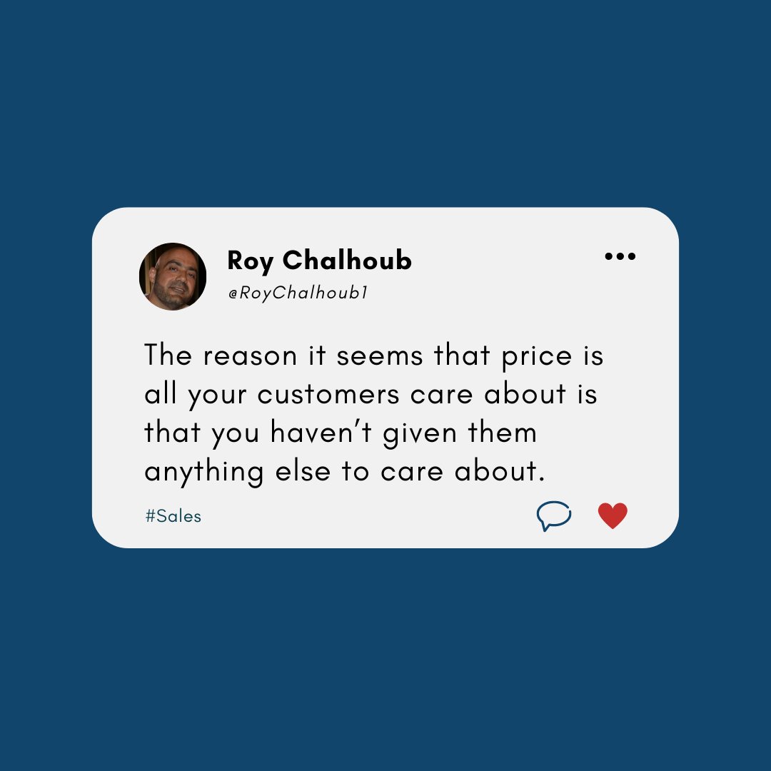 Tired of customers haggling over price? Maybe it's time to shift the focus. Instead of just pitching numbers, showcase the value behind your product or service. 

Highlight the benefits, the quality, the experience. 

#ValueOverPrice #SalesTips