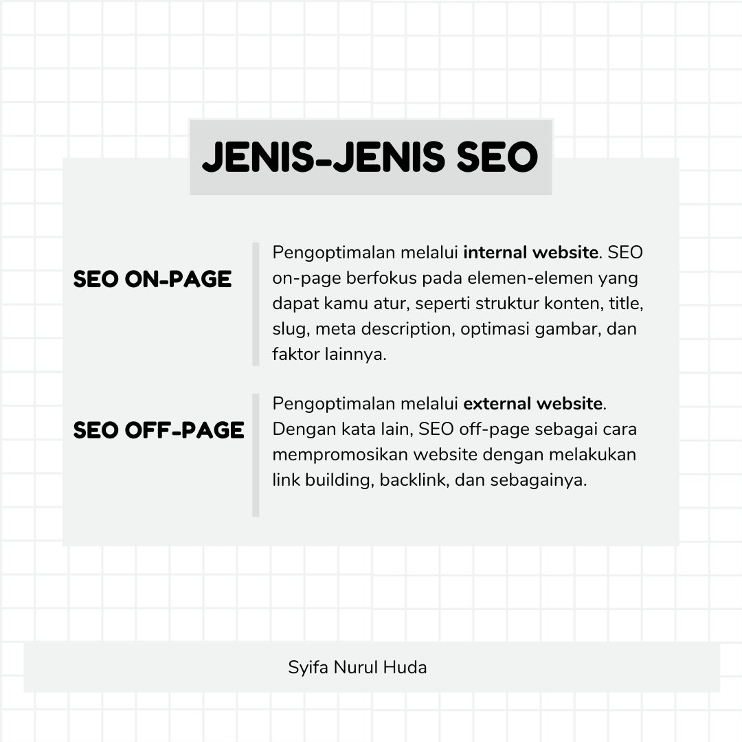 syifanhh's tweet photo. Mau jadi SEO Specialist?
Udah tau jenis dan cara kerjanya belum?

Yuk, simak jenis-jenis SEO juga cara kerjanya agar kamu semakin yakin untuk jadi SEO specialist!

#DigitalMarketing #SEO #SearchEngineOptimization

(1/2) https://t.co/7lNNF8RYg2