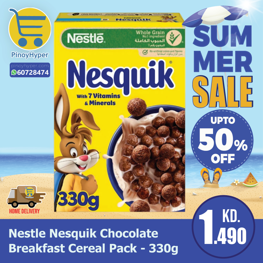 🇰🇼 Summer Sale 🇰🇼
🥰Offer for OFW Kuwait 🥰
Delivery All over Kuwait 🚛
Nestle Nesquik Chocolate Breakfast Cereal Pack - 330g
#pinoyhyper #ofw #ofwkuwait #pilipinosakuwait #onlinegrocery #pinoy #philippines #filipino #pilipinas #pinoyfoodie #pinoyfood
#summeroffer
#offer #summer