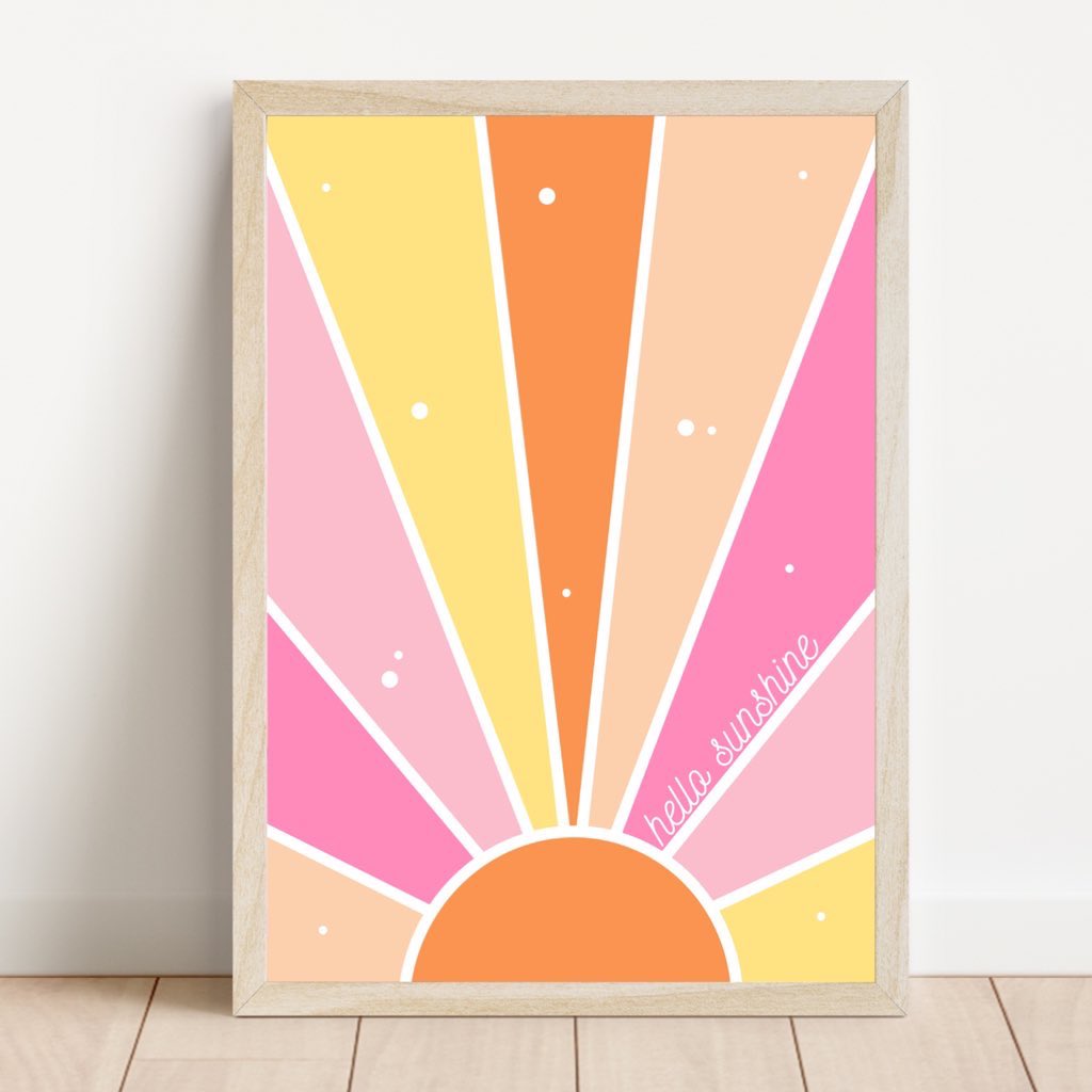 Hello Sunshine Wall Art Print 🩷🧡💛 #UKGiftHour #UKGiftAM #sunshine #handmade #wallart #etsyuk #etsyshop #giftideas #shopsmalluk #shopindie heatherwdesigns.etsy.com/listing/173046…