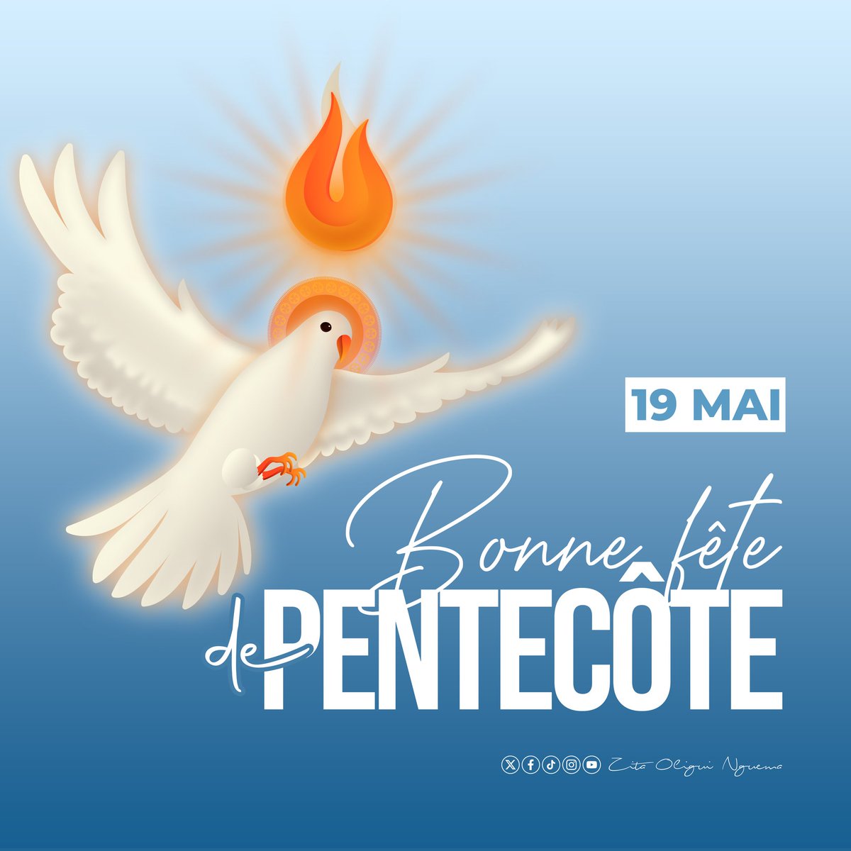 En ce jour spécial de la #Pentecôte, je prie pour que l'#EspritSaint nous apporte #paix, #joie et #inspiration au quotidien. Prenons ce moment pour nous rappeler l'importance de la solidarité et de l'amour fraternel.

Excellente fête de Pentecôte à tous.

#Gabon 
@PresidenceGA