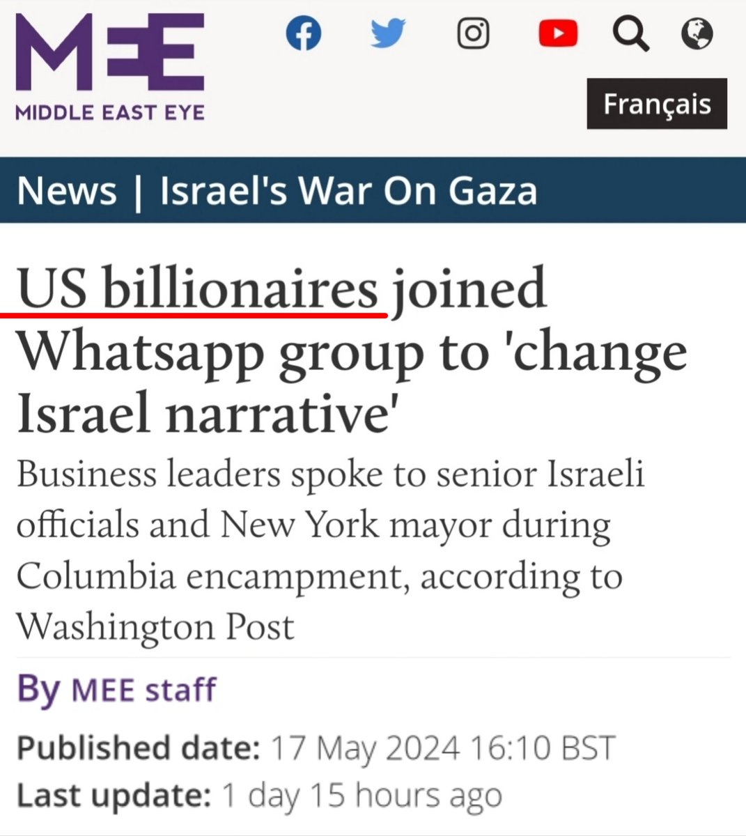 🚨🇮🇱 🇺🇸BREAKING BOMBSHELL: JEWISH TREACHERY IN 3 PARTS

1st, The Sanitized Headlines:
WAPO: 'Some Wealthy Americans' (They are $Billionaires)
MEE: 'US Billionaires' (they're ALL jews with loyalty to Israel) 

2nd, Who They Are & What They Did:
Jewish Billionaires & other jewish