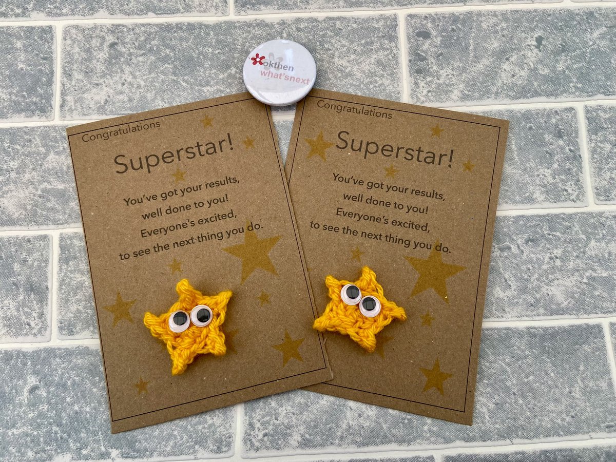 Uni students are getting their results at this time of year 🤞 Congratulate a superstar student with my card and star badge available in my #etsy shop okthenwhatsnextcraft.etsy.com #earlybiz #crochet #ukgiftam #ukgifthour