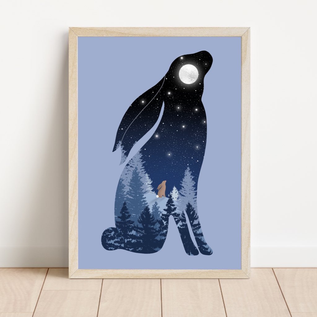 Moon Gazing Hare Print 💙💙💙 #UKGiftAM #UKGiftHour #moon #wildlife #nature #handmade #etsyuk #etsyshop #giftideas #shopsmalluk #shopindie heatherwdesigns.etsy.com/listing/107761…