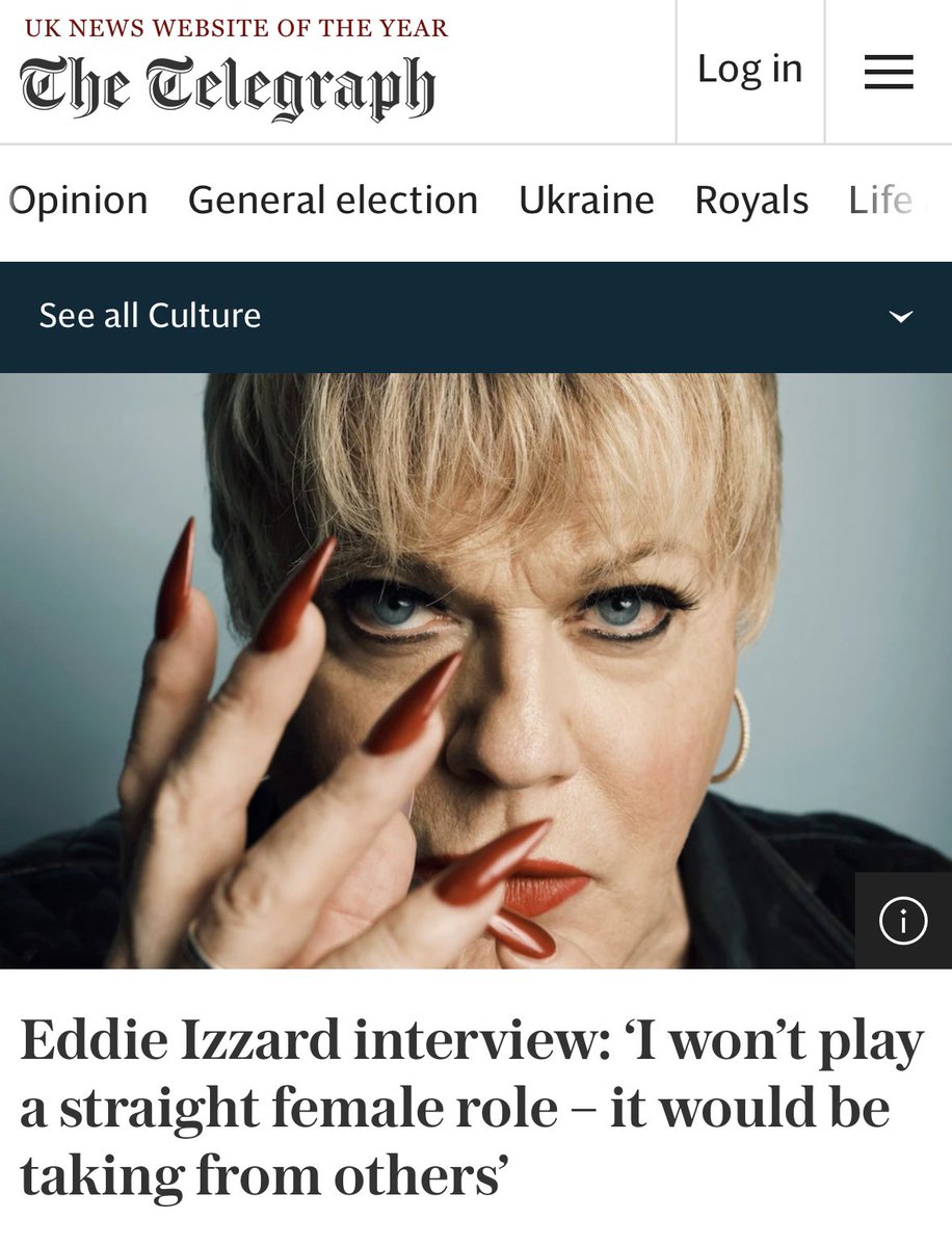 No Eddie. You can't play a straight female because you're a bloke. That's that settled.