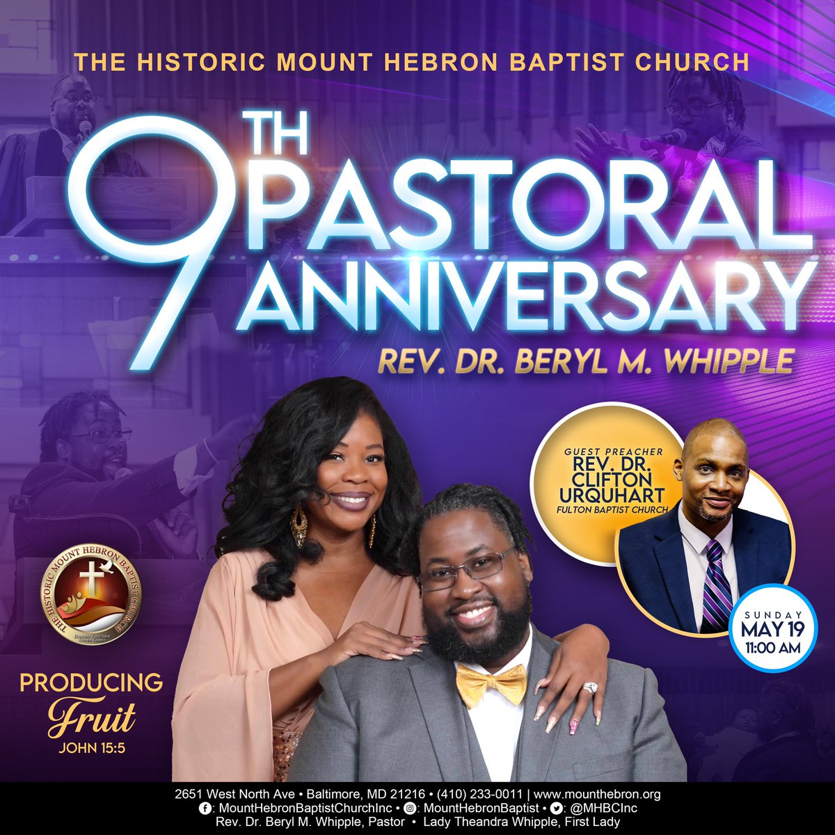 Today I celebrate 9 years at Mount Hebron Baptist Church (<a href="/MHBCInc/">Mount Hebron Baptist</a> ). It’s by God’s grace I’m here. 

God I thank You! 

#DrBWhipple9 
#MountHebron 
#ProducingFruit