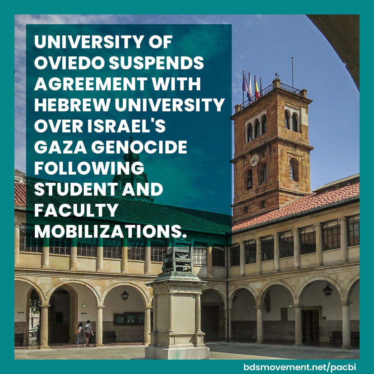 'All red lines have been crossed.' University of Oviedo cuts ties with Hebrew University (HUJI) following mobilizations by @UniOviPalestina. HUJI boasts of providing “diverse logistics equipment to several military units” for Israel's #GazaGenocide. loom.ly/MqG0om4