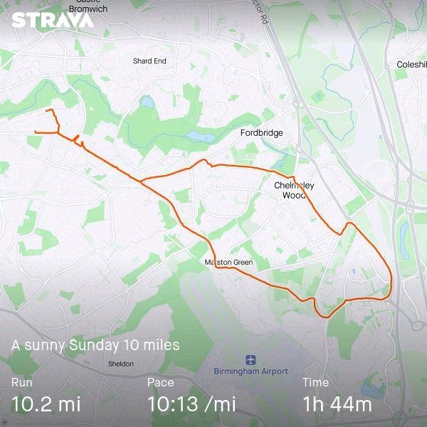 Run_For_Fun_50's tweet image. A warm Sunday 10 miles. Should have followed the 8 mile route, as 10 was a push. mile 7 was a big wall again, that hit me like Tyson Fury. #runnersofinstagram #run #running #runners #training #sundayrunning #motivation  strava.app.link/IUaAmOsMIJb