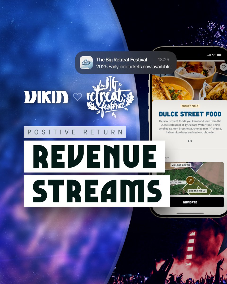 Unlock revenue streams for your festival ensuring that your app doesn’t just pay for itself, it becomes a significant way to generate revenue and build your brand.

#SustainableFestivals #RevenueGrowth #VIKINEvents #TheBigRetreatFestival #FestivalSeason #TheBigRetreat