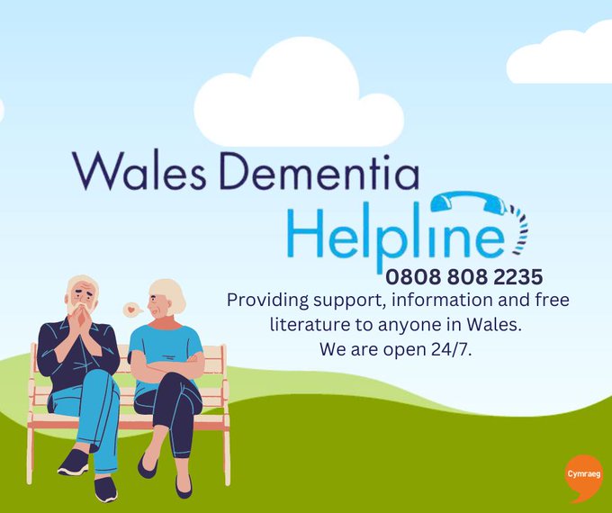 We are open 24/7 to offer #support, #advice and #signposting across Wales relating to #dementia ☎️ 0808 808 2235 📱 Text help to 81066. Texts may be charged at your network standard rate. (CJ)