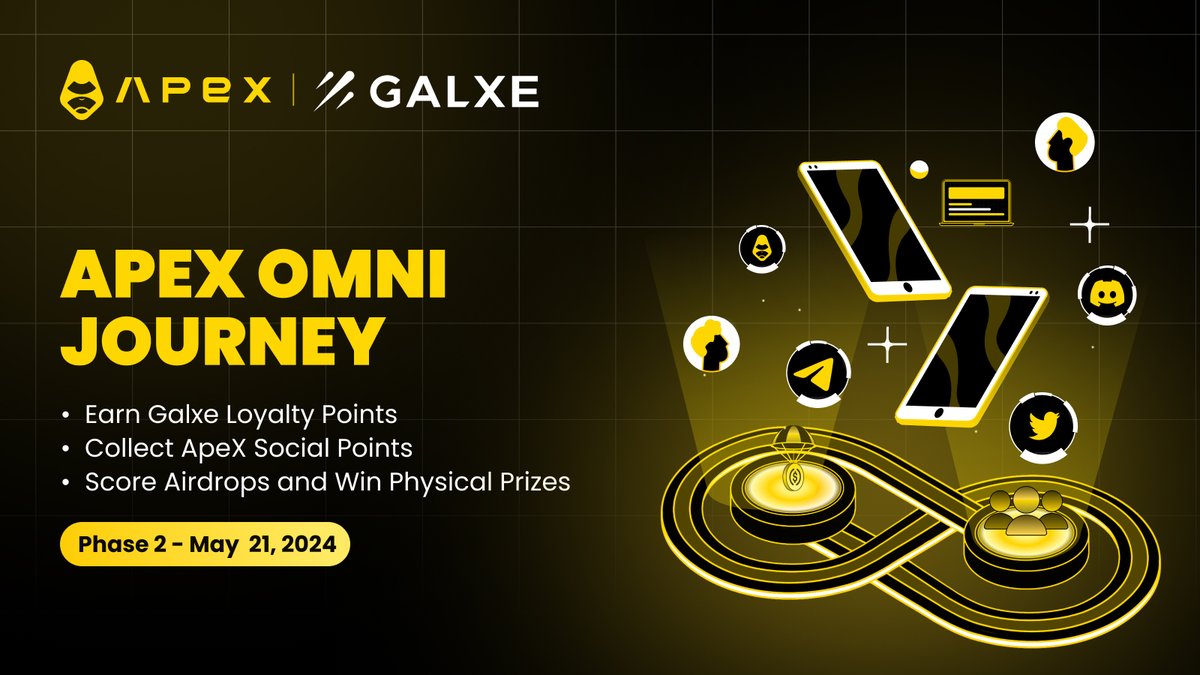 📅 Only 48 hours till Phase 2 of ApeX Omni Journey kicks off! 🏎️ Gear up for simple quizzes designed to deepen your understanding of ApeX Omni while you rack up @Galxe Loyalty Points and ApeX Social Points. ➜ Save the date: May 21! ➜ news.apex.exchange/omni-j
