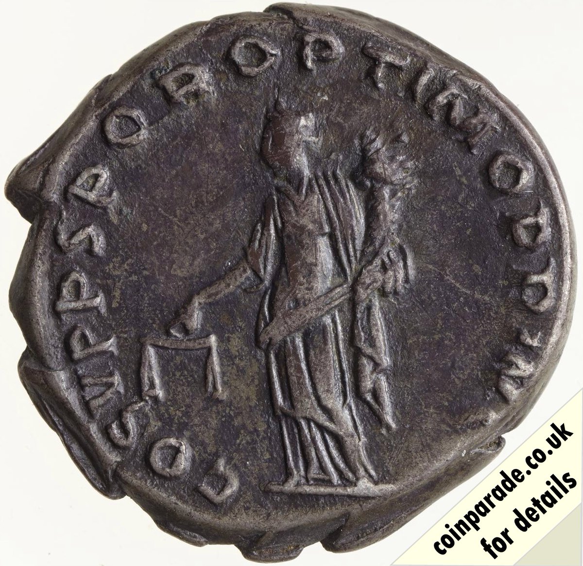 The 103-111AD Denarius - Trajan: The Reverse shows Aequitas, the Roman Goddess of Fairness, standing with balance scales and carrying cornucopiae. Legend is 'COS V P P S P Q R OPTIMO PRINC'. Read more at coinparade.co.uk/103-111ad-dena…