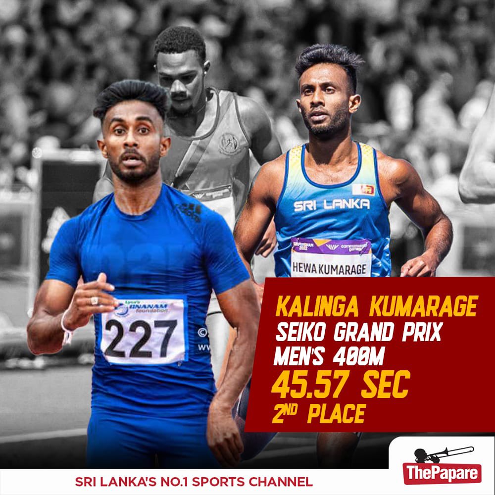 Kalinga Kumarage sprints to silver!Sri Lanka’s pride shines at the Seiko Grand Prix Athletics Gold tournament in Tokyo, Japan, clocking in at 45.57 seconds in the thrilling 400m event! #SLAtheletics