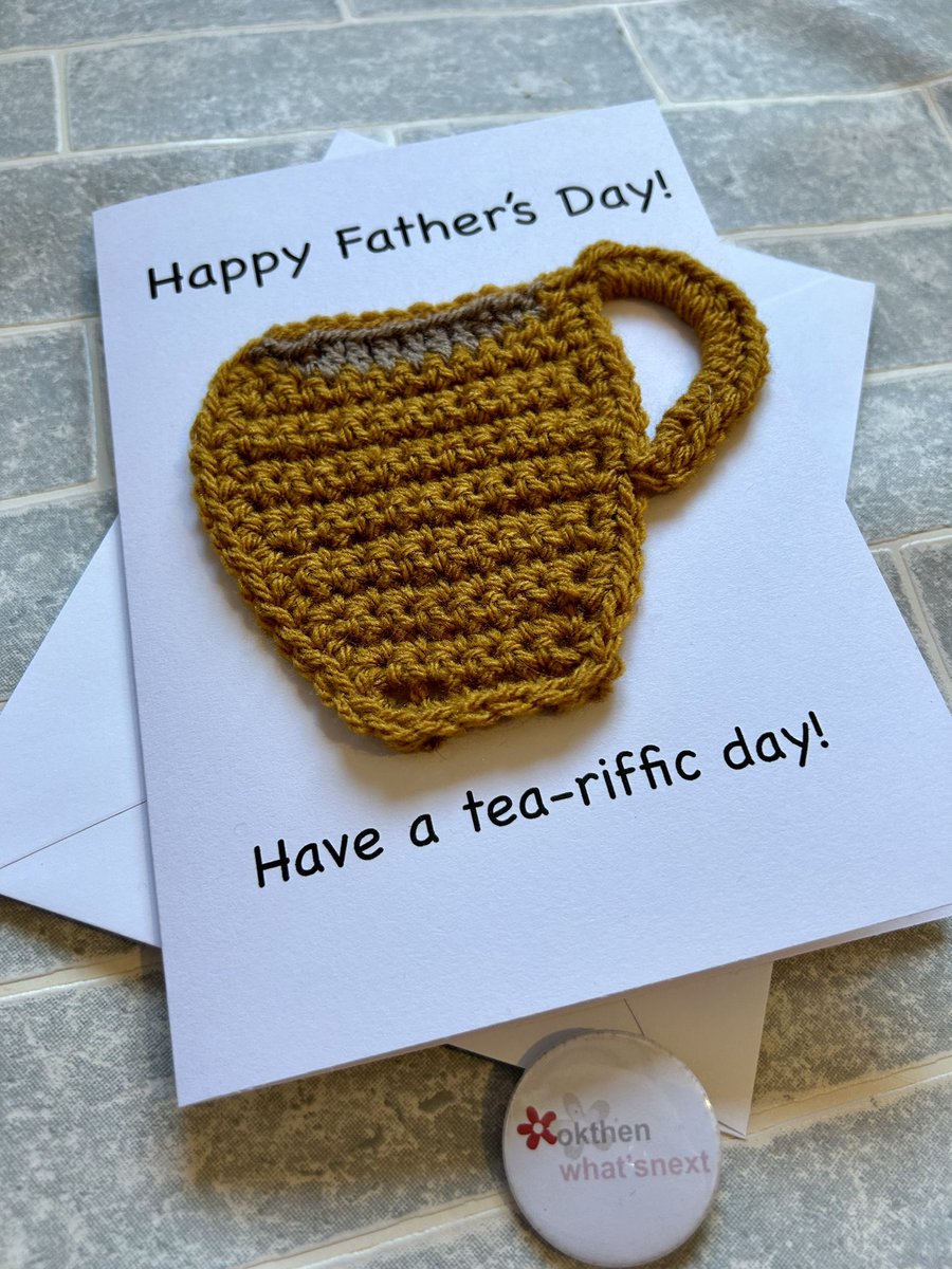 ☕️NEW☕️ in my #etsy shop- tea-riffic card for a tea-riffic dad this #fathersday Available in my #etsy shop: okthenwhatsnextcraft.etsy.com #earlybiz #crochet #ukgiftam #ukgifthour