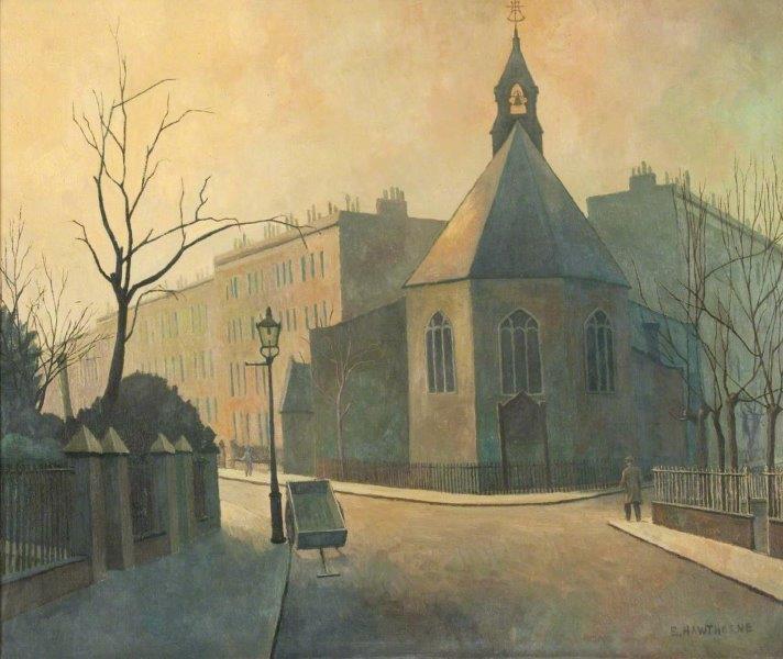 Good morning, John @JohnTizard & thank you, as always. As you say, Cecil's painting has become a bit of a fixture! Here's one which might also fit the #SundayMorning theme! This is 'St John the Baptist Church' by Elwin Hawthorne from 1932. It is in the collection @HarrisPreston