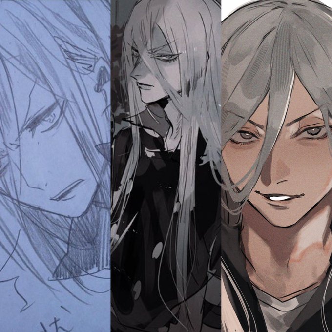 「grey hair parted lips」 illustration images(Latest)