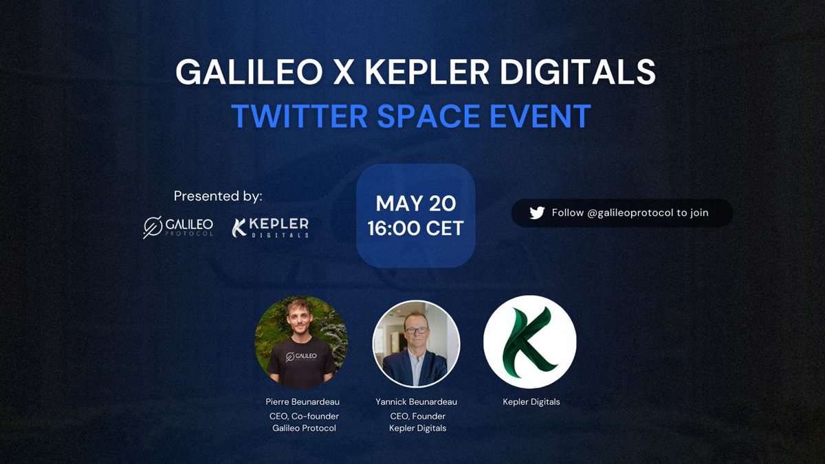 Hey Galileans. Big news! Tomorrow at 4pm CET, we're announcing an exciting initiative led by @YBeunardeau - introducing @keplerdigitals, the blockchain for green aviation.

In our live video session, we'll dive deep into our vision for sustainable aviation, the unique selling