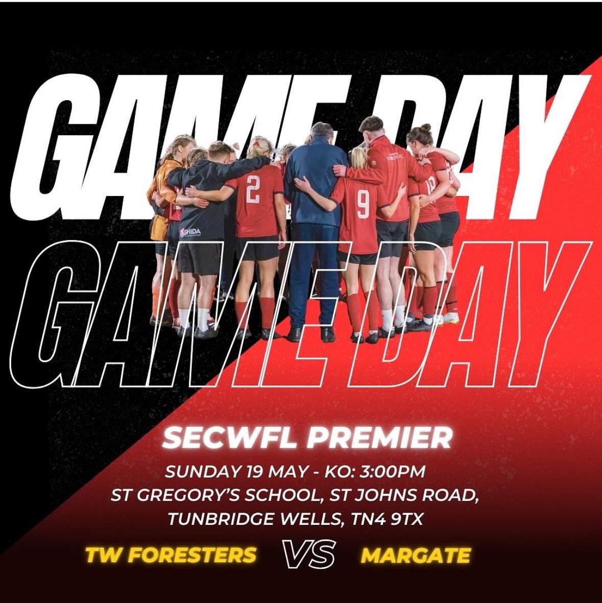 Good luck to our ladies 1st XI @ForestersLadies who finish there league campaign today with the visit of @MargateFC_Women 

Amazing season as @KentFA county winners and @SECWFLnews #premier #league runners up.

#proudclub
#fozzies🟥⬛️ 🏆👏