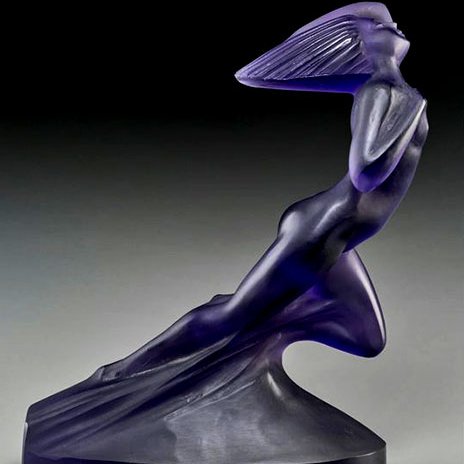 Rene Lalique Color Enhanced Deep Amethyst Glass Cote d’Azur Statuette #arte