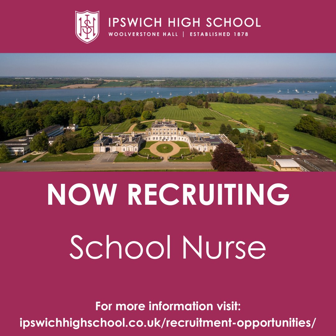 We are currently recruiting for a School Nurse. For more information please visit: bit.ly/3KBqgOW #work #IpswichHigh