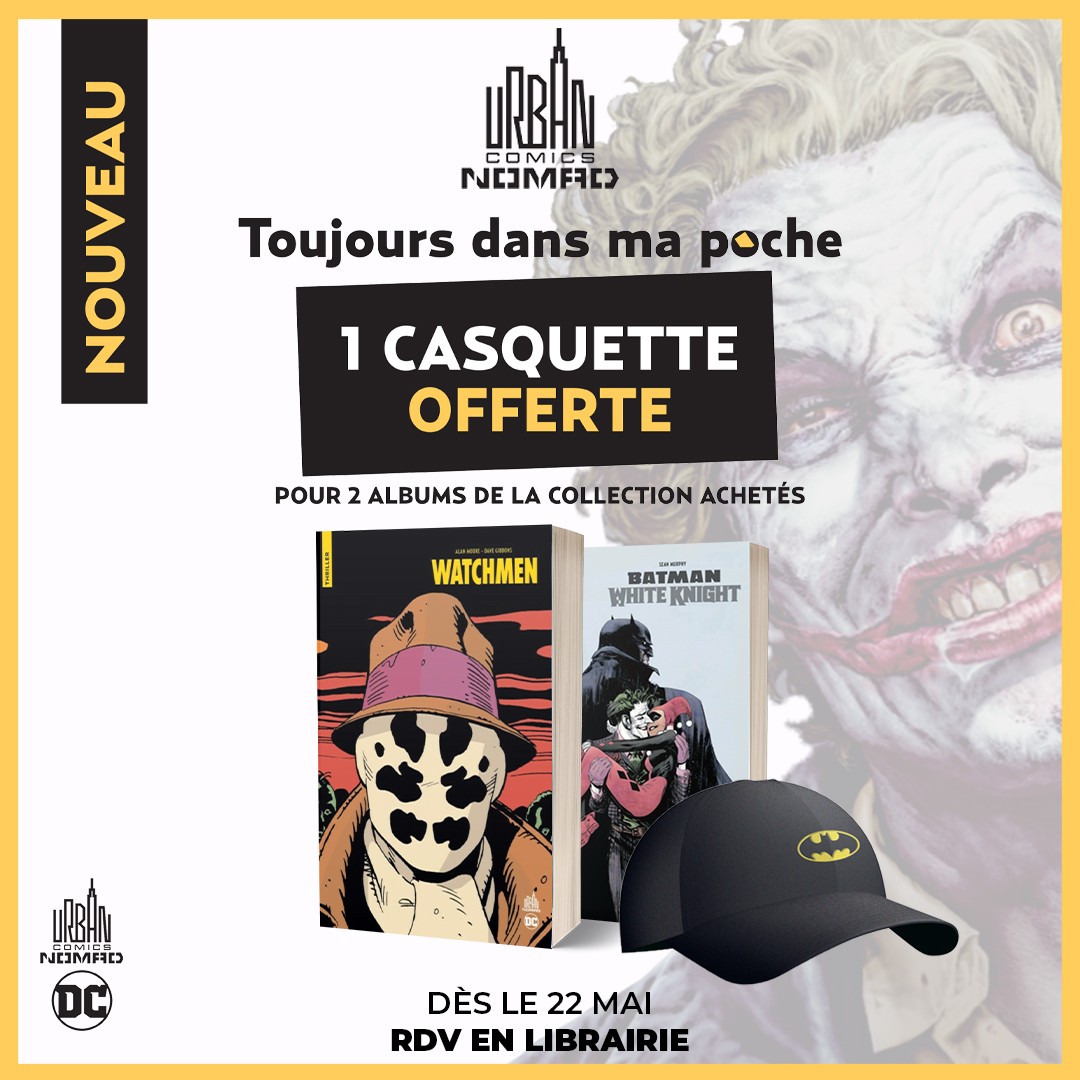 Cet été partez en vacances avec Batman ! ☀️ RDV en librairie le 22 mai pour découvrir notre offre 1 casquette Batman offerte pour 2 albums Urban Comics Nomad achetés ! 😎 Toutes les infos ici : urban-comics.com/rdv-librairie-…