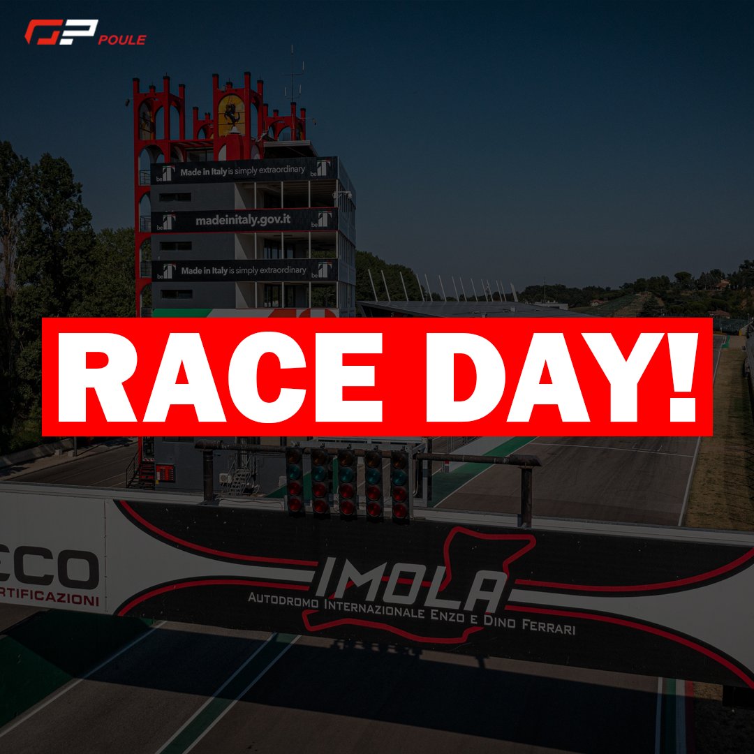 Race day in Imola! 👌🏎️  De GP Emilia-Romagna gaat vanmiddag van start. Zorg dat je je voorspelling tijdig hebt ingevuld en loop zo geen punten mis. 

#GPPoule #GPEmiliaRomagna #F1