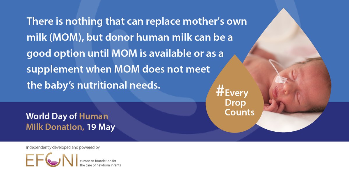 🎉 Happy World Day of Human Milk Donation! With over 10% of babies born preterm yearly, educating about MOM and human donor milk is crucial. 🙏💜
Learn more about breast milk and milk banks: efcni.org/human-milk-mat…

#EveryDropCounts #NewbornHealth #HumanMilkMatters