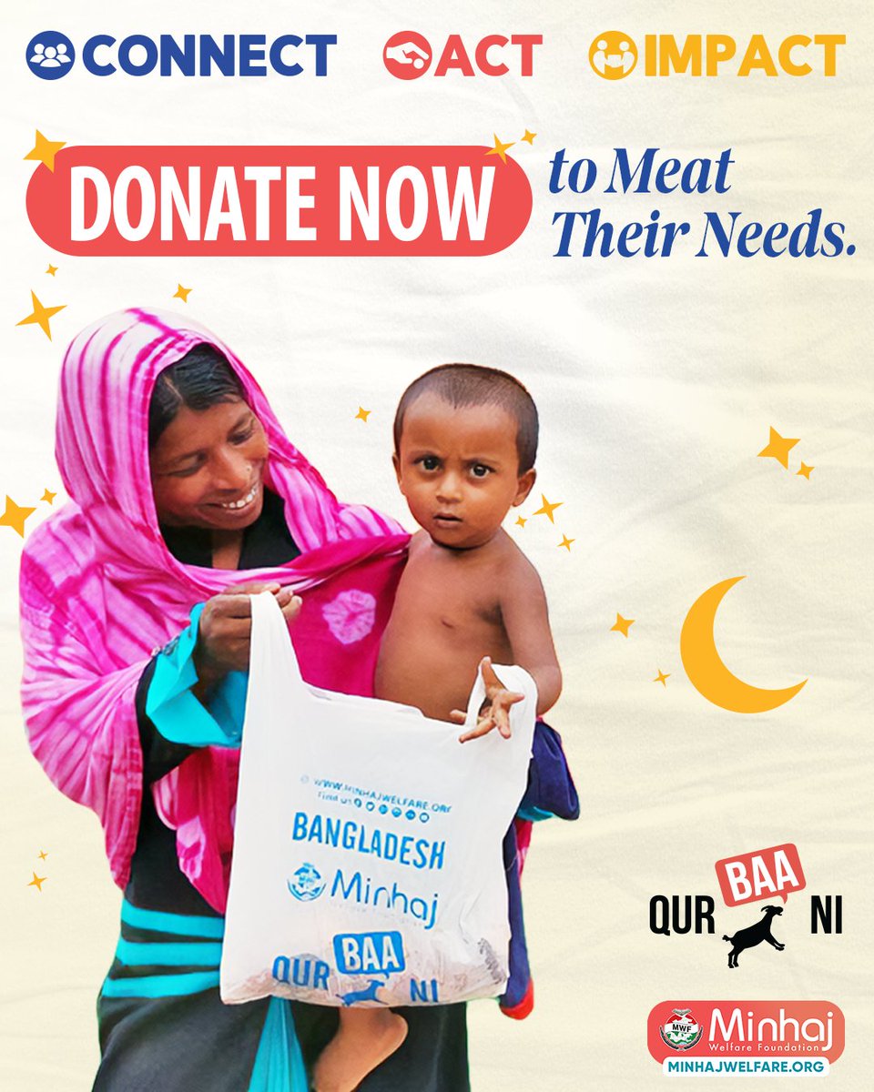🍽️ 🍲 Imagine the joy as families, struggling to put food on the table, receive nourishing meat from your Qurbani donation. 👨‍👩‍👧‍👧 It's a symbol of unity and a shared celebration of Eid al-Adha. 💰 Donate to embody the true spirit of giving. 🔗 minhajwelfare.org/qurbani-2024/