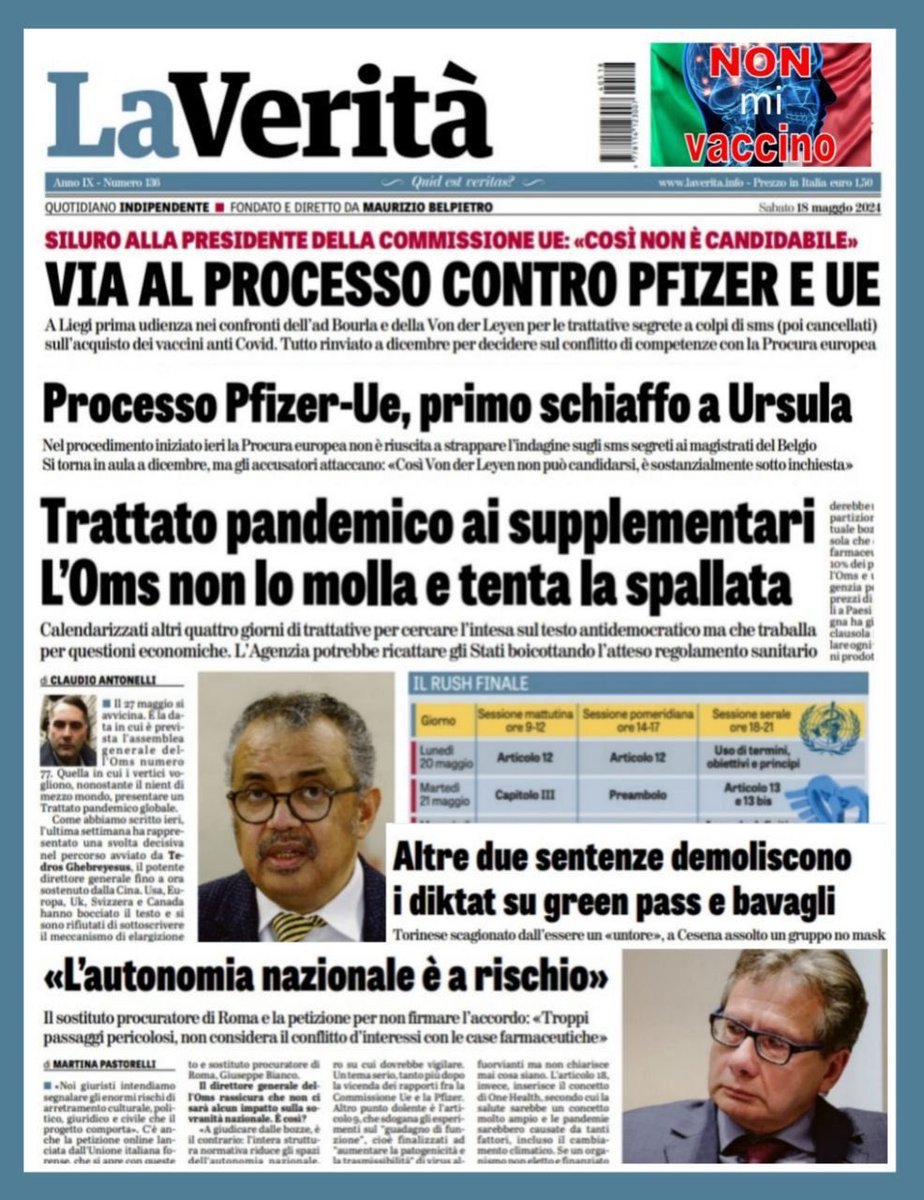 En Italie la presse relate de la procédure ouverte en Belgique contre VDL et son ami BOURLA !!!! En France silence totale ! Merci à Monsieur Philippot qui semble incarner la seule voix politique qui n’est pas atteinte d’alzheimer !!! 😞🙏🙏