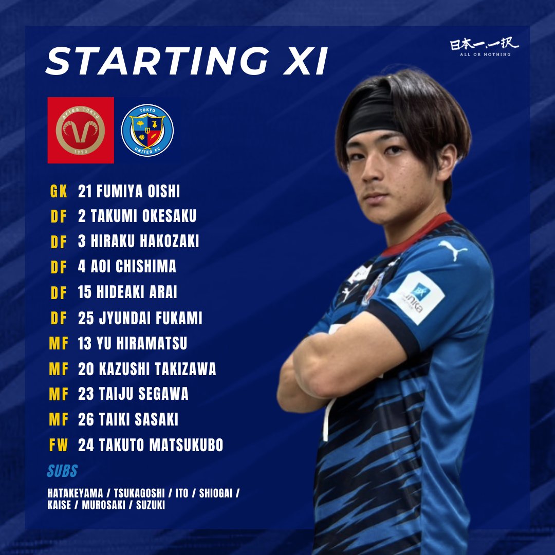 TOKYOUNITED_FC's tweet photo. ╋━━━━━
   Starting eleven
         ━━━━━╋
#大石文弥

#桶作拓海
#箱崎拓
#千島蒼生
#新井秀明
#深見純大

#平松柚佑
#滝沢和司
#瀬川泰樹
#佐々木大貴

#松久保拓斗

Today▶️ 関東サッカーリーグ
🗓️ 5/19(日)19:00
🆚 エリース東京FC
🏟️ ZOZOPARK HONDA Football Area https://t.co/beZdBRxF4e