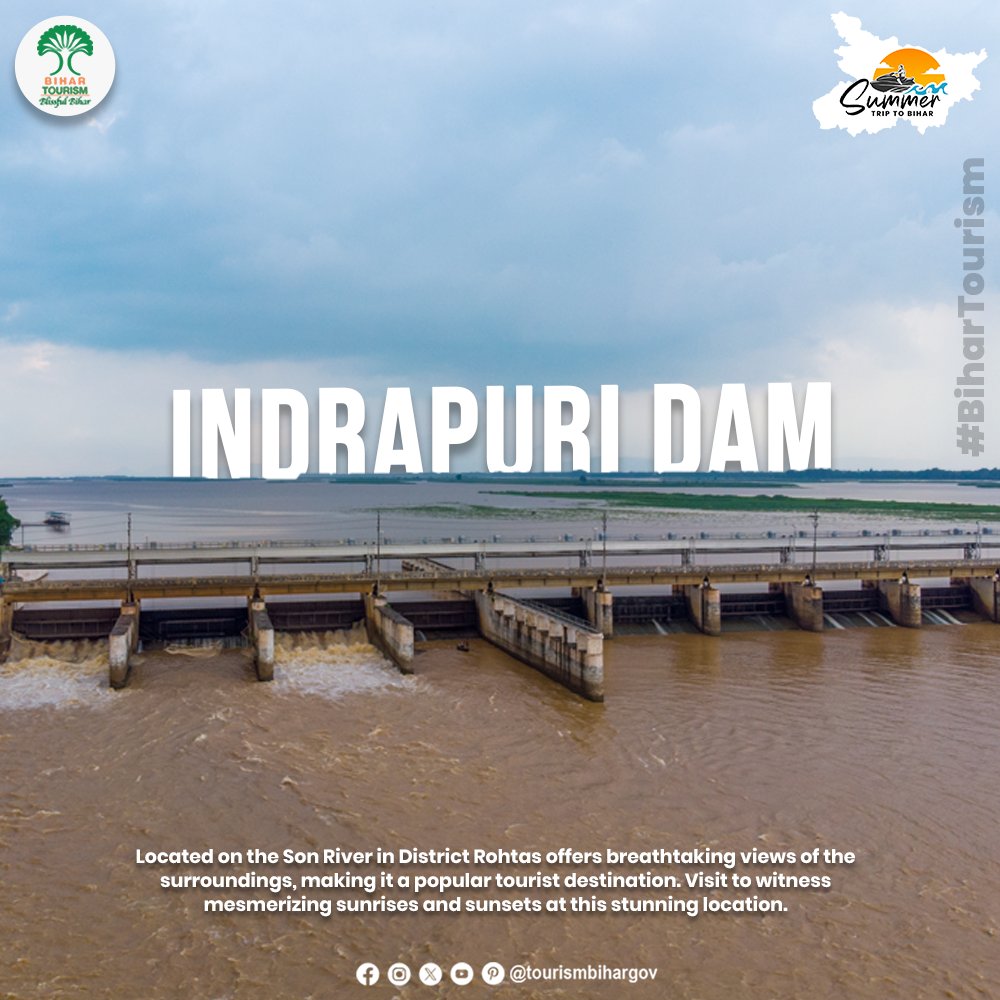 Indrapuri Dam on the Son River in Rohtas district of Bihar offers breathtaking views and is a popular tourist spot. Visit to witness mesmerizing sunrises and sunsets at this stunning location. . . . #sonriver #bihar #dam #bihardam #picnicspot #sunset #sunrise #travelblogger