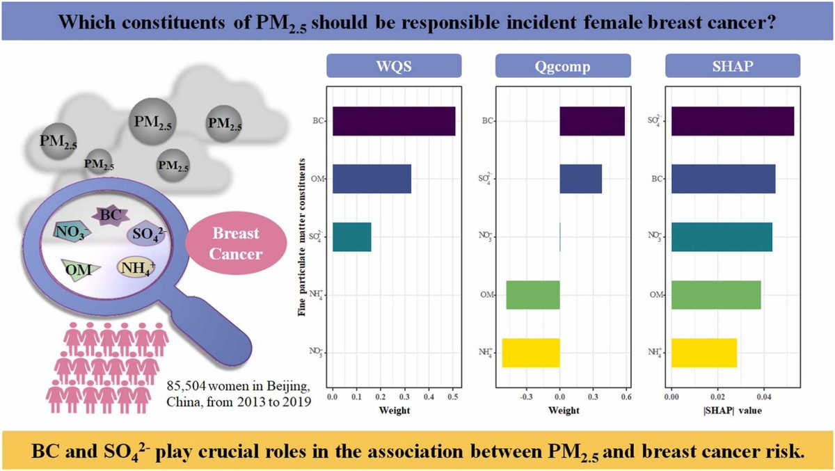 Associations of incident female breast cancer with long-term exposure to PM2.5 and its constituents: Findings from a prospective cohort study in Beijing, China sciencedirect.com/science/articl…