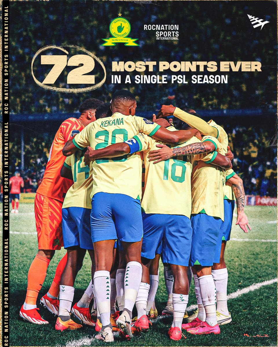 Mamelodi Sundowns set a new record for most points in a single PSL season (72) 🔥 #Sundowns | #DStvPrem