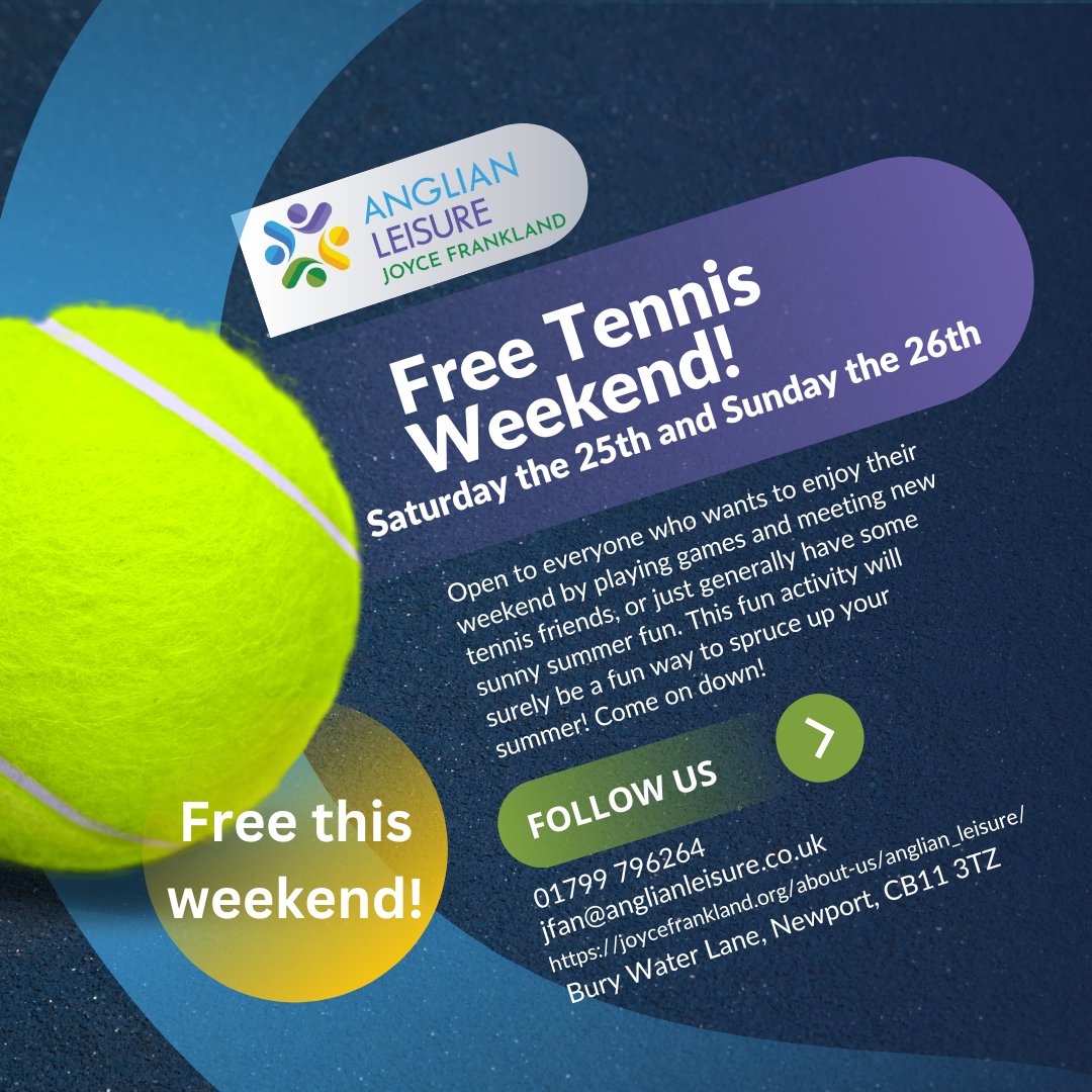 Tennis is free this weekend coming up! come on down on the 25th or 26th of May and have a blast with some free tennis!

#tennis #tennisplayer #tenniscourt #sport #sports #fitterhealthierhappier #stayactive #fitness #fitnesslifestyle #fitnesslife #newport #saffronwalden