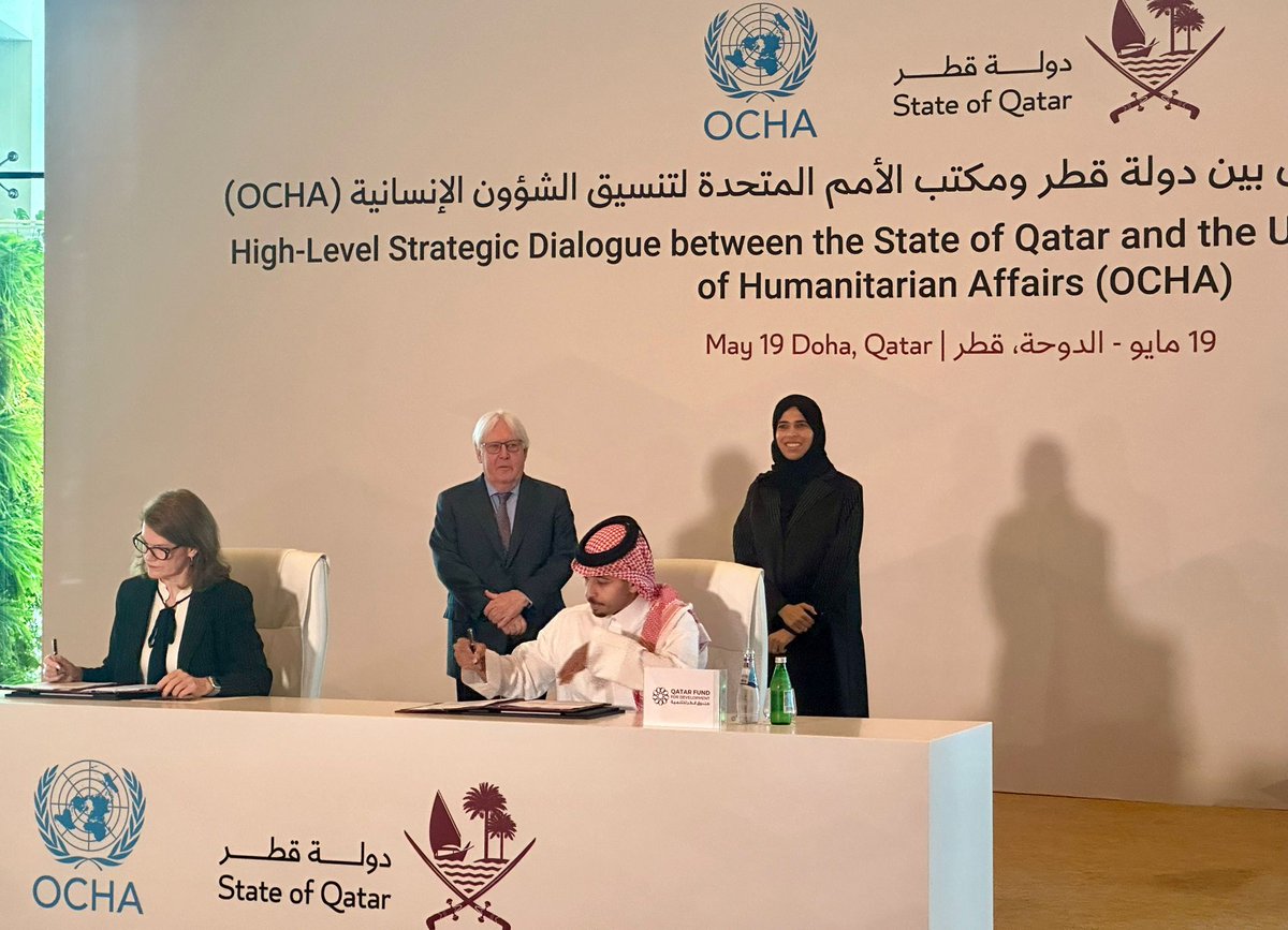 Delighted to be in Doha & discuss @UNOCHA’s renewed approach to partnerships, highlighting Qatar🇶🇦's unique role in humanitarian diplomacy & innovative partnerships with @qcharityglobal & @qatarairways. I look forward to our continued cooperation to #InvestInHumanity