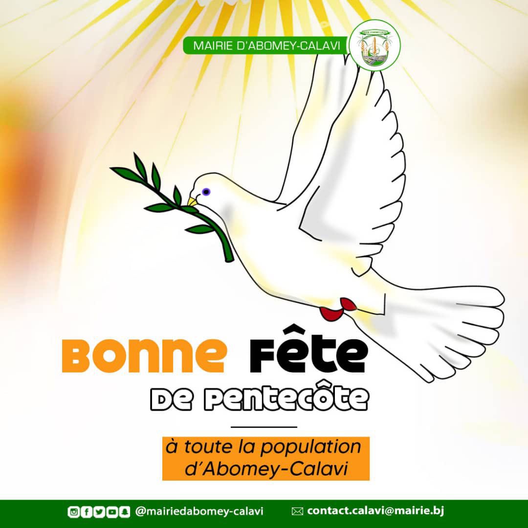 Bonne fête de la Pentecôte à tous.
𝐀𝐛𝐨𝐦𝐞𝐲-𝐂𝐚𝐥𝐚𝐯𝐢, 𝐥𝐚 𝐯𝐢𝐥𝐥𝐞 𝐝𝐮 𝐟𝐮𝐭𝐮𝐫! 

#mairiedabomeycalavi #AbomeyCalavi #collectivitéslocales #dsicalavi