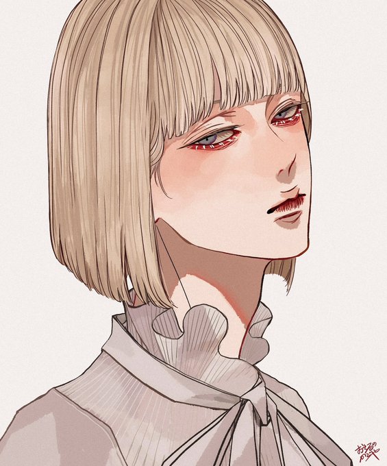 「bob cut red eyes」 illustration images(Latest)