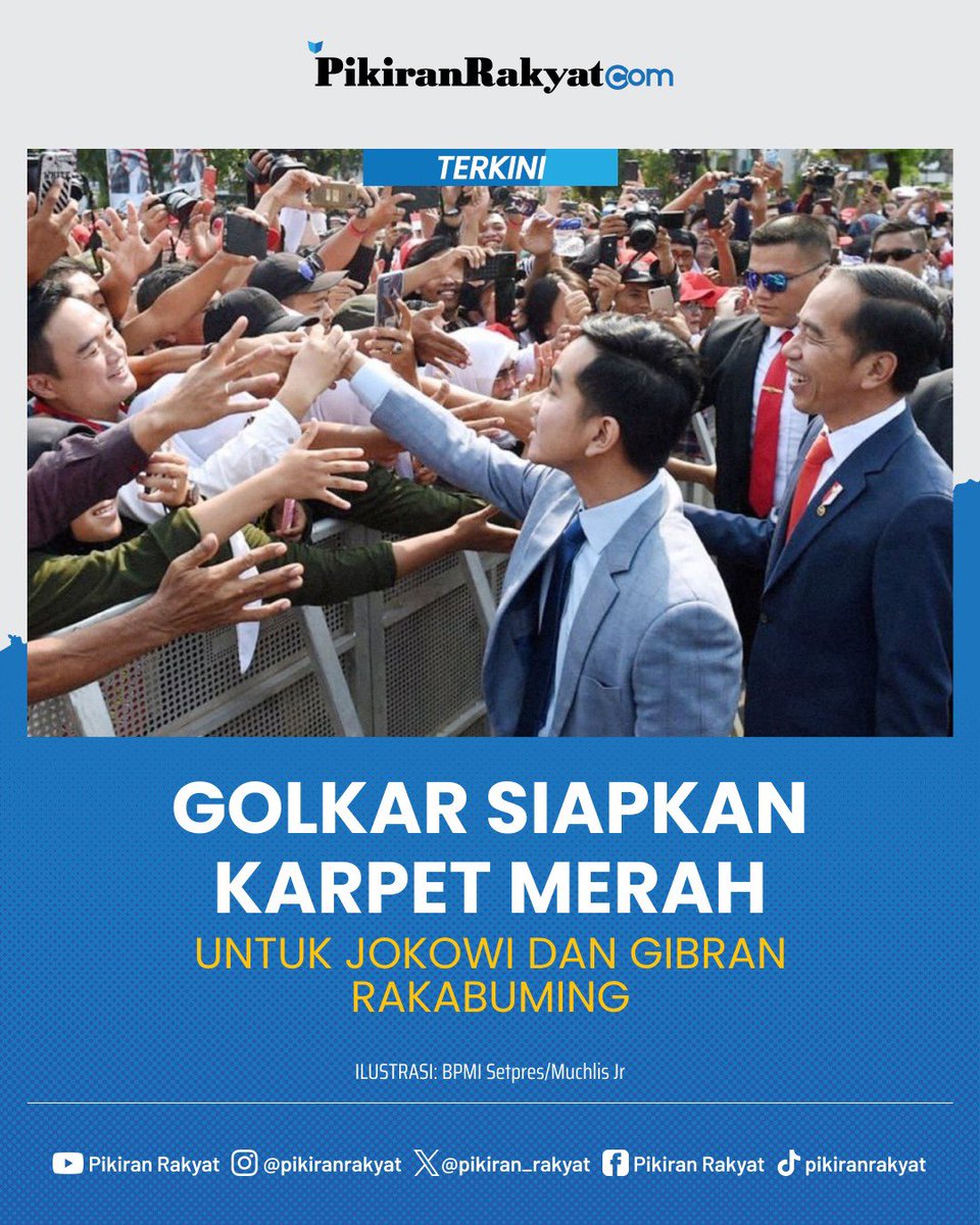 Wakil Ketua Umum Partai Golkar, Bambang Soesatyo alias Bamsoet menyebut akan menyiapkan 'karpet merah' bagi siapapun yang akan bergabung dengan partainya, termasuk Presiden Jokowi dan Wakil Presiden terpilih periode 2024-2029, Gibran Rakabuming. 'Kita siapkan karpet merah bagi